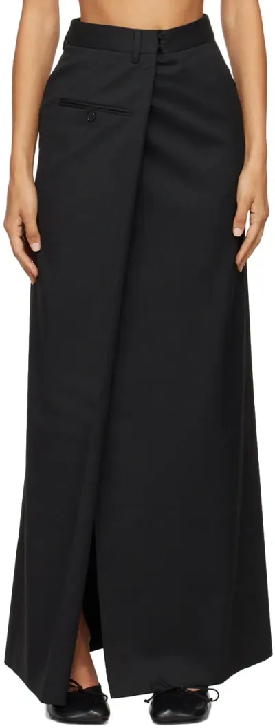 Mm6 Maison Margiela Black Slit Maxi Skirt In 900 Black