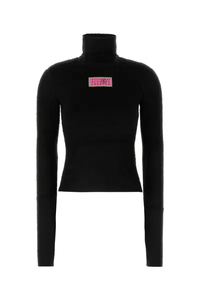 Mm6 Maison Margiela Black Stretch Acrylic Sweater