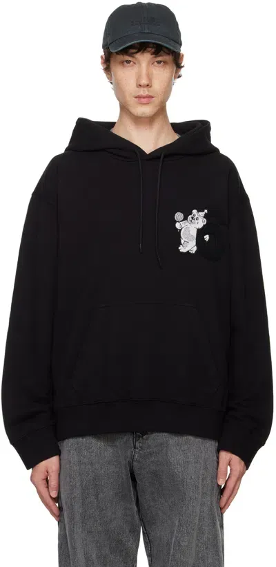 Mm6 Maison Margiela Black Teddy Bear Hoodie In 900 Black