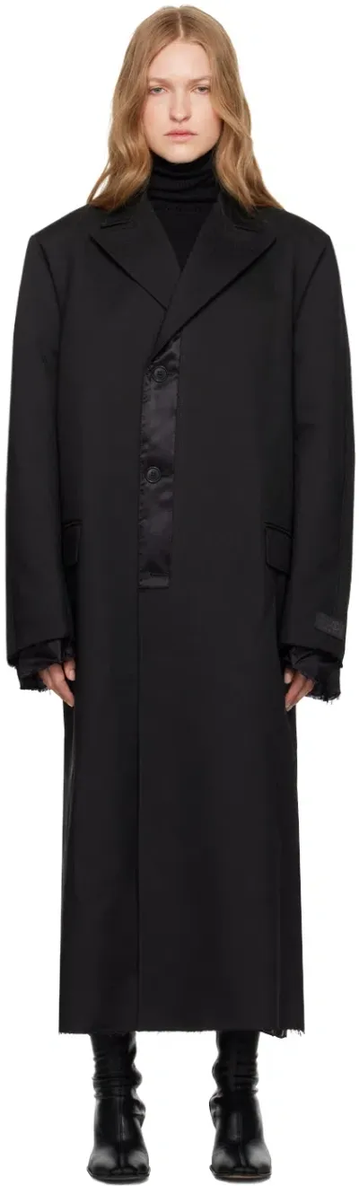 Mm6 Maison Margiela Black Twill Coat In 900 Black