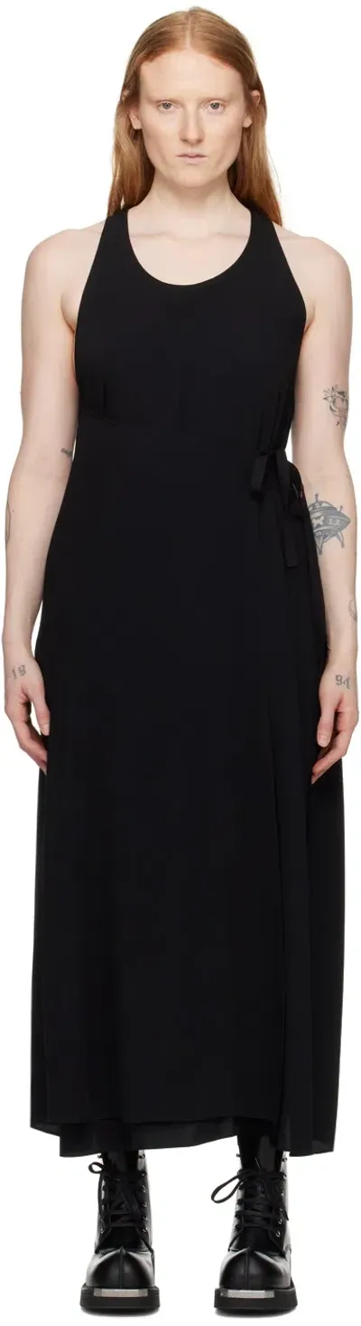 Mm6 Maison Margiela Black Wrap Maxi Dress In 900 Black