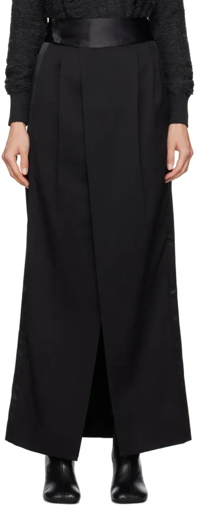 Mm6 Maison Margiela Black Wrap Maxi Skirt In 900 Black