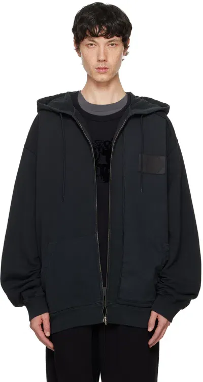 Mm6 Maison Margiela Black Zip Hoodie In 899 Washed Black