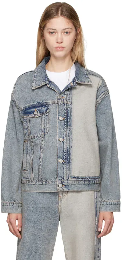 Mm6 Maison Margiela Blue Paneled Denim Jacket In 962 Light Blue