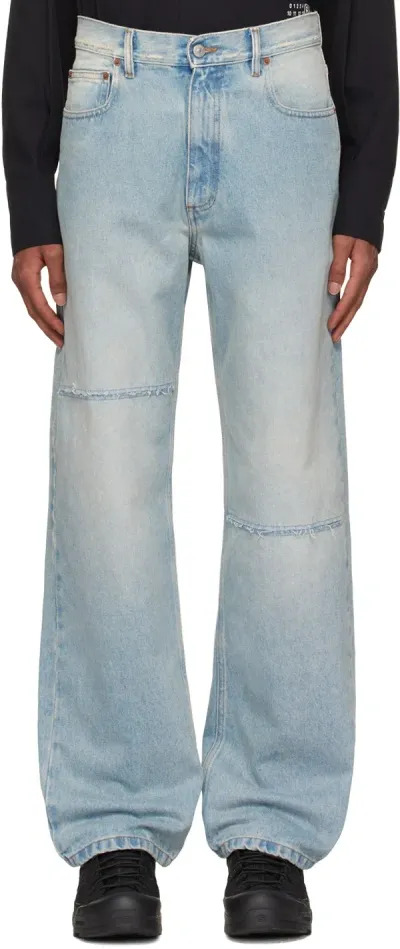 Mm6 Maison Margiela Blue Raw Edge Jeans In 981 Light Blue