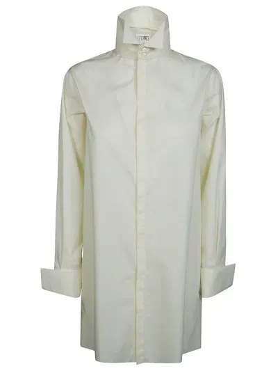 Mm6 Maison Margiela Button Detailed High Neck Top In White