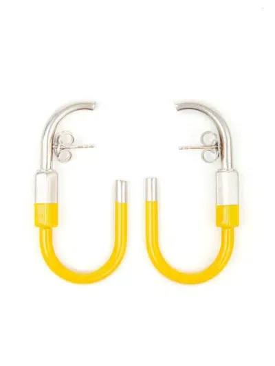 Mm6 Maison Margiela Carabiner Hoop Earrings In Yellow