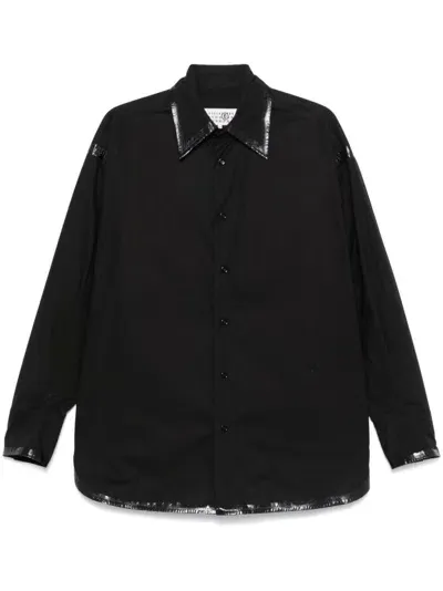 Mm6 Maison Margiela Coated-trim Shirt In Black