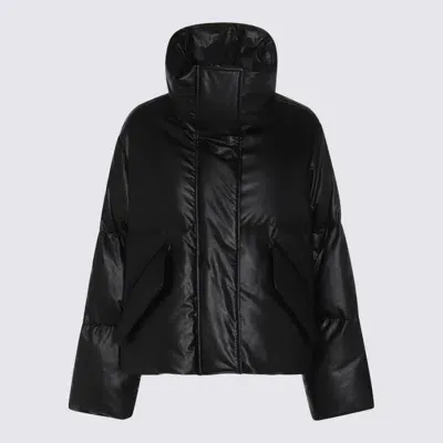 Mm6 Maison Margiela Faux Leather Down Jacket In Black