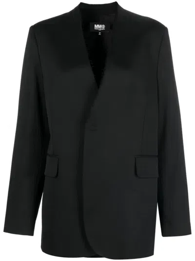 Mm6 Maison Margiela Asymmetric Tailored Blazer In Black