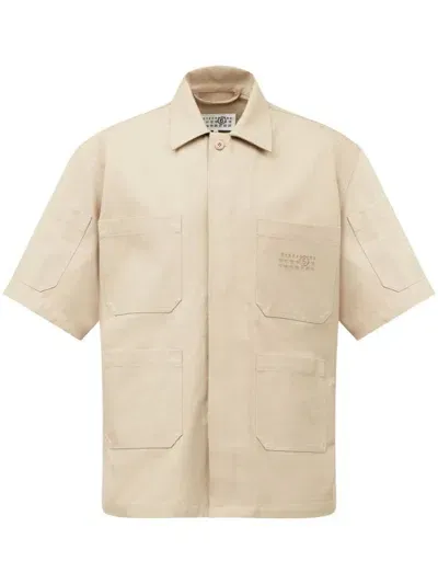 Mm6 Maison Margiela Cotton Gabardine Shirt In Beige