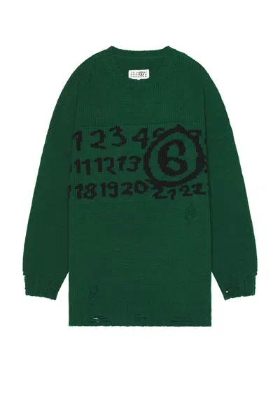 Mm6 Maison Margiela Crewneck Sweater In Green & Black