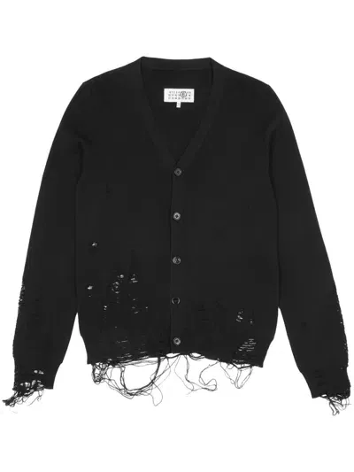 Mm6 Maison Margiela Distressed Cardigan In Black