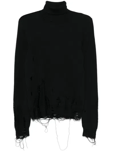 Mm6 Maison Margiela Distressed Sweater In Black