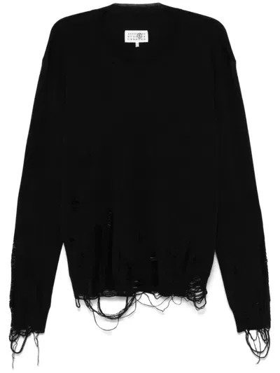 Mm6 Maison Margiela Distressed Sweater In Black