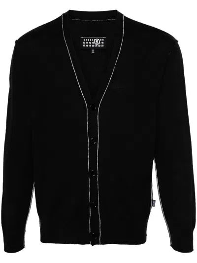 Mm6 Maison Margiela Black Wool Blend Cardigan