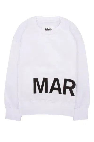 Mm6 Maison Margiela Kids' Logo Cotton Sweatshirt In White