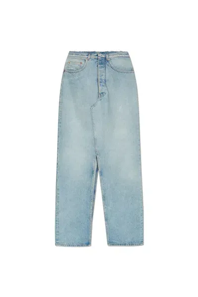 Mm6 Maison Margiela Frayed Maxi Denim Skirt In Blue