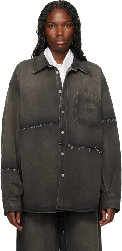 Mm6 Maison Margiela Gray Long-sleeved Denim Jacket In 962 Wolf Grey