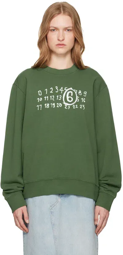 Mm6 Maison Margiela Green Unbrushed Sweatshirt In 630 Green