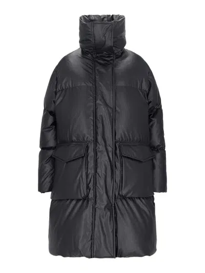 Mm6 Maison Margiela High Neck Coat In Black