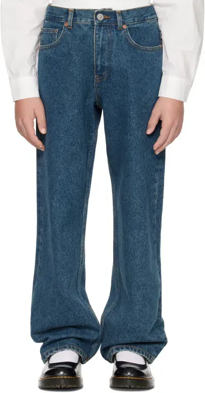 Mm6 Maison Margiela Kids Blue Layered Waistband Jeans In M601