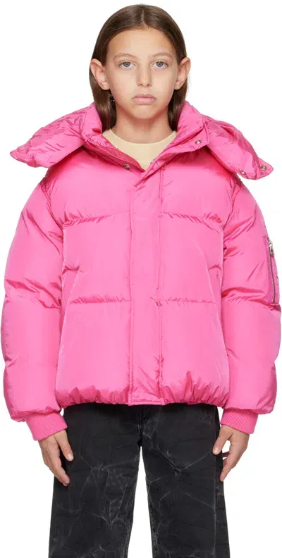 Mm6 Maison Margiela Kids Pink Nylon Puffer Jacket In M6307