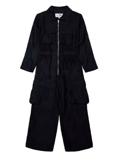 Mm6 Maison Margiela Kids' Oversized Dungarees In Black