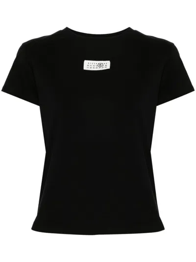 Mm6 Maison Margiela Logo Cotton T Shirt In Black