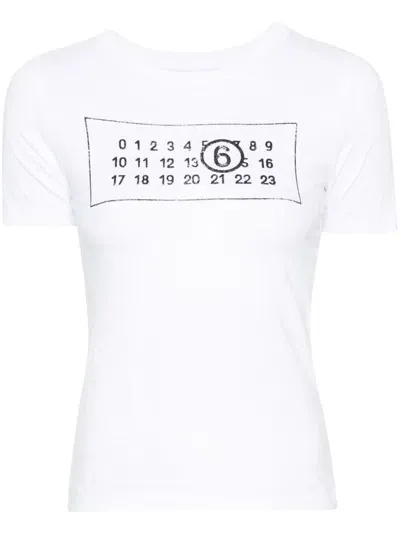 Mm6 Maison Margiela Logo Cotton T Shirt In White