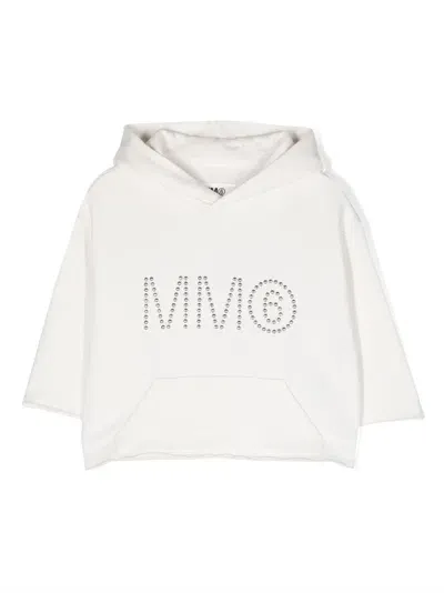 Mm6 Maison Margiela Logo-embellished Cotton Hoodie In Weiss