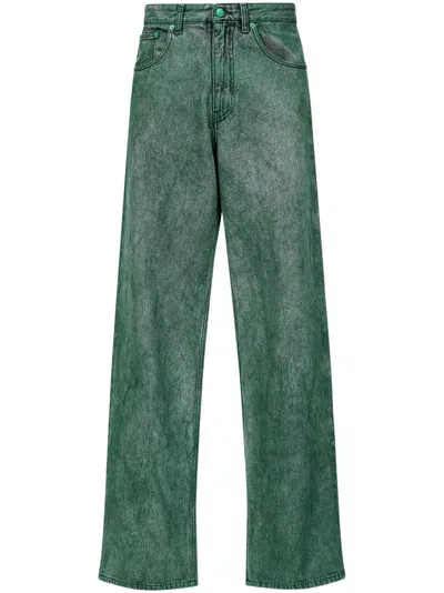 Mm6 Maison Margiela Logo-patch Straight-leg Jeans In Green