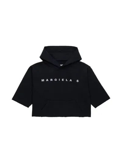 Mm6 Maison Margiela Kids' Logo-print Cotton Hoodie In Black