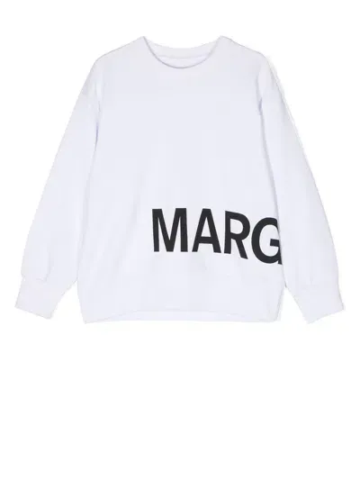 Mm6 Maison Margiela Logo-print Crew-neck Sweatshirt In White