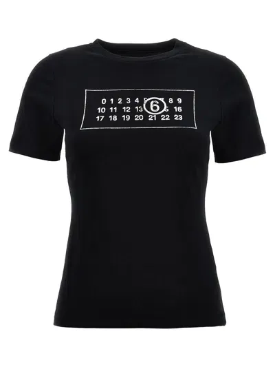 Mm6 Maison Margiela Logo Print T-shirt In Black