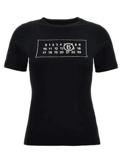 Mm6 Maison Margiela Logo Print T Shirt In Black