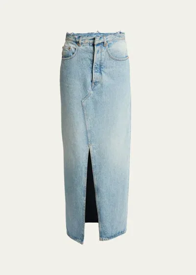 Mm6 Maison Margiela Long Denim Maxi Skirt In Baby/blue