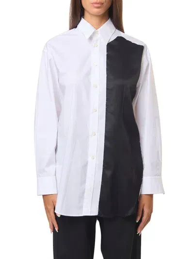 Mm6 Maison Margiela Long Sleeved Panelled Shirt In Multi