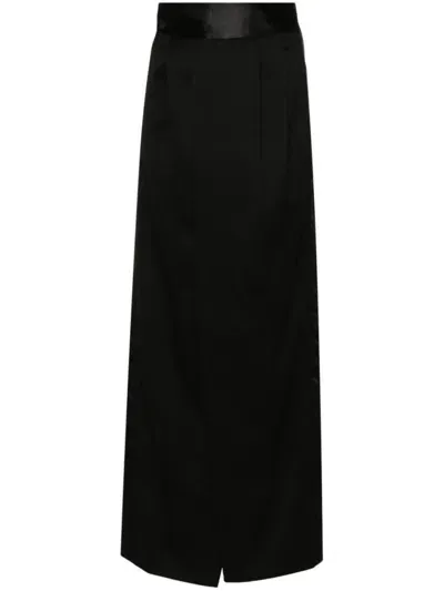 Mm6 Maison Margiela Pleat-detailing Maxi Skirt In Black