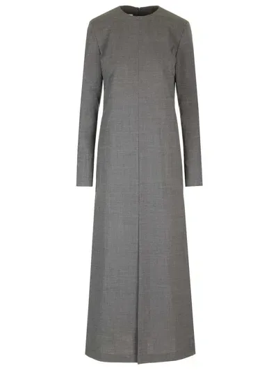 Mm6 Maison Margiela Long Sleeved Crewneck Maxi Dress In Grey