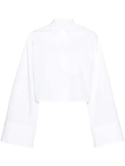 Mm6 Maison Margiela Extra-long Sleeve Cropped Shirt In 100 White