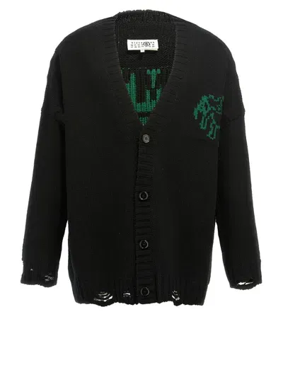 Mm6 Maison Margiela Lost My Pet Cardigan In 黑色的