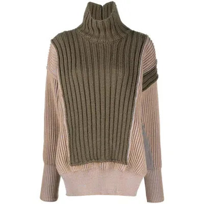 Mm6 Maison Margiela Green Patchwork Turtleneck