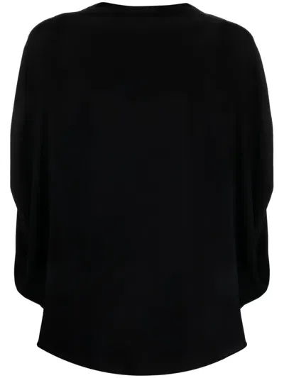 Mm6 Maison Margiela Mock-neck Flared Blouse In Black