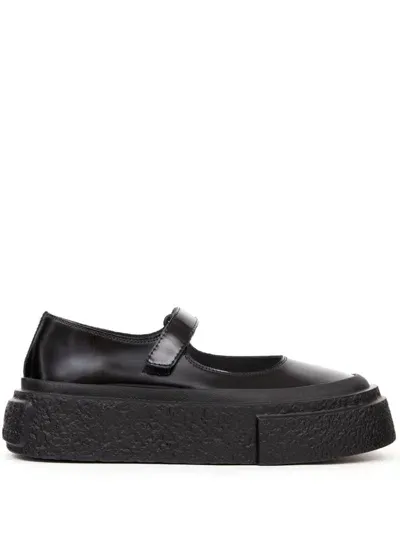 Mm6 Maison Margiela Numbers-motif Leather Ballerina Shoes In Black