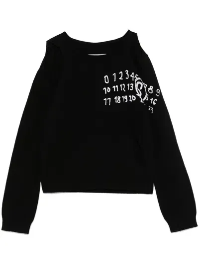 Mm6 Maison Margiela Numbers-print Sweater In Black