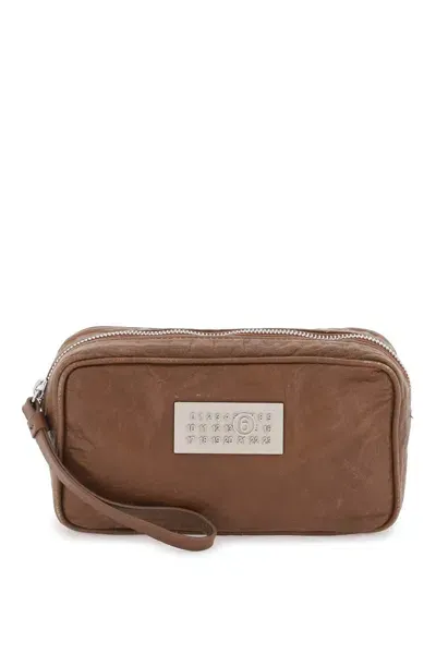 Mm6 Maison Margiela Numeric Pouch Bag In Brown