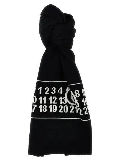 Mm6 Maison Margiela Numeric Scarves, Foulards In White/black