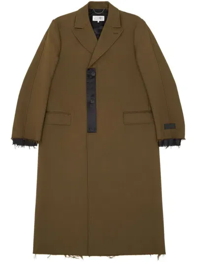 Mm6 Maison Margiela Numeric Signature Single-breasted Coat In Brown