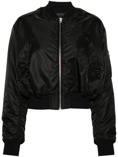 Mm6 Maison Margiela Numbers-motif Zip-up Bomber Jacket In Black